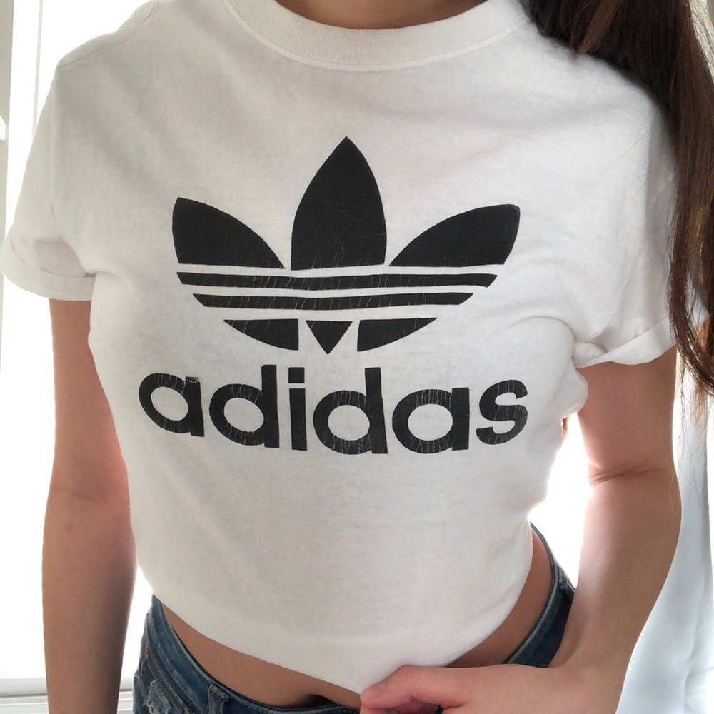 adidas originals trefoil crop top tee